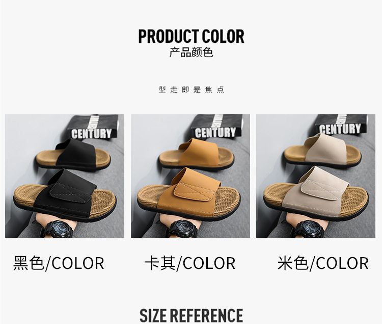 Dép lê xỏ ngón nam cỡ lớn chống trượt, đế cao su bền, đi biển và thể thao ngoài trời mùa hè — Kaki, Màu be, Màu đen chi tiết 5