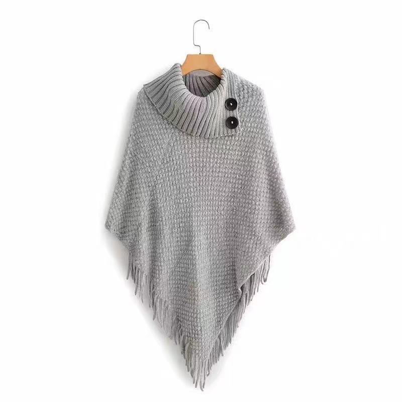 Pulover de damă cu franjuri neregulate, model pelerina_voghion.com