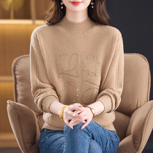 跨境妈妈装秋冬季新款衫针织打底针织衫洋气秋冬中年上衣宽松毛衣