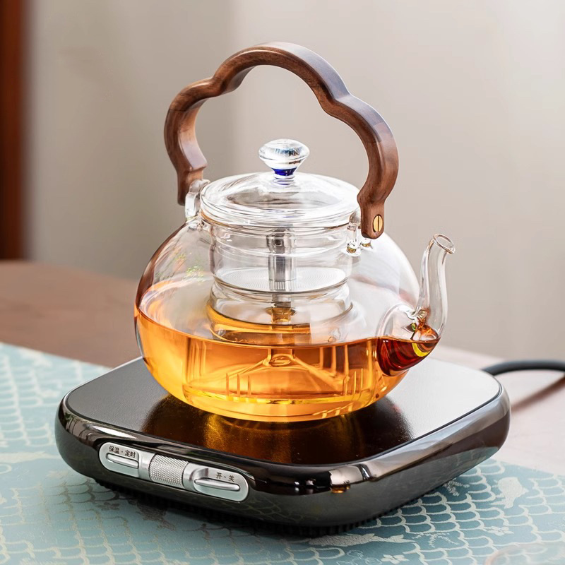 Glass Teapot, Electric Ceramic Stove, Water Kettle, High Temperature Resistant Household Tea Water Separation Tea Set, Heat-Resistant Teapot