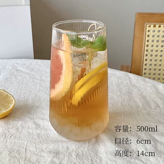 定制夏季条纹玻璃单层杯 家用高硼硅玻璃饮料果汁杯创意奶茶杯