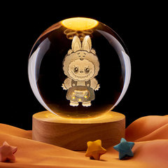 Labubu のさまざまなクリスタルボールナイトライトクリエイティブ発光装飾品デスクトップフィギュアギフト漫画かわいい