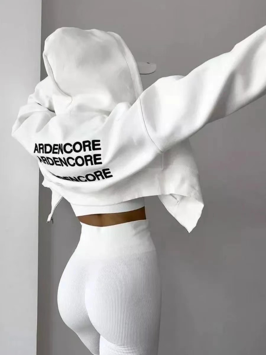 Felpa corta con cappuccio e cerniera, calda e alla moda, autunno inverno 2024, nuova, versatile, ampia, per ragazza calda_voghion.com