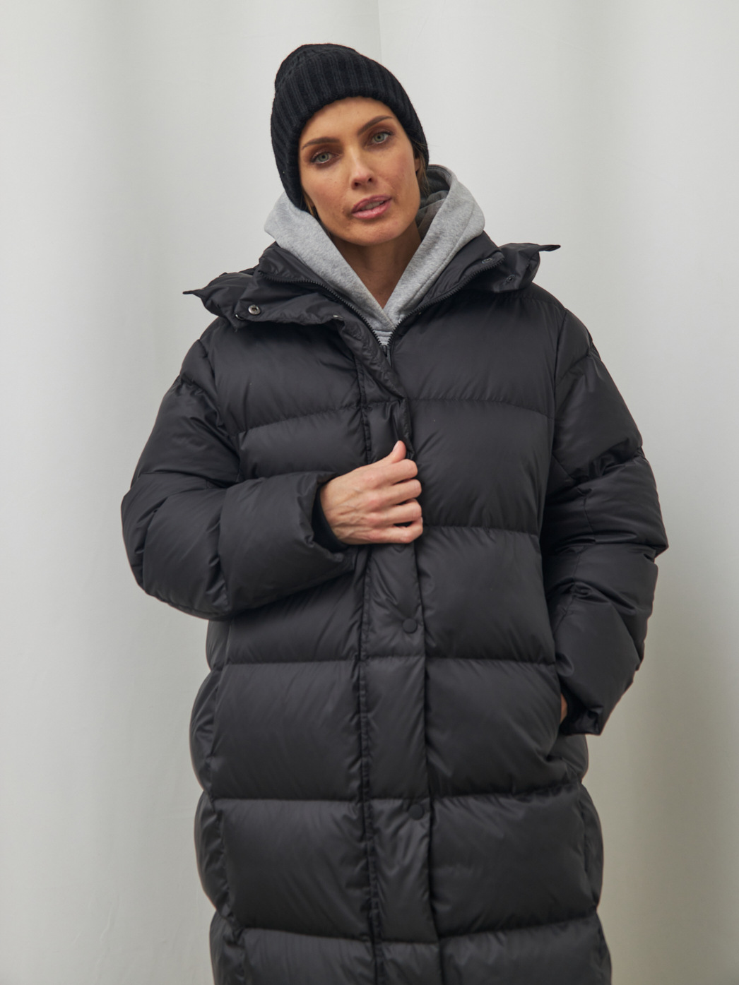 Dames lange donsjas met capuchon warme winterjas_voghion.com