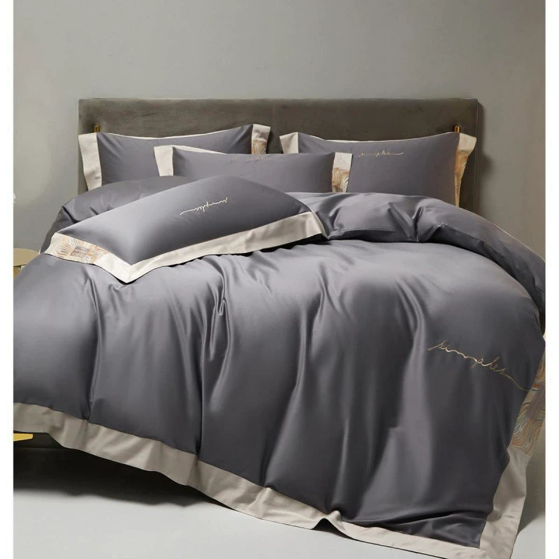 Q4Phappylove red four-piece wedding bedding set 100S wedding simple wedding