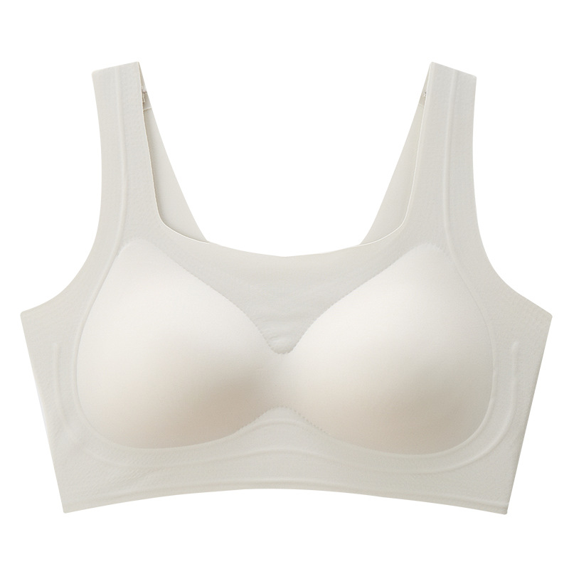 Ropa interior de tirantes anchos y delgados sin marcas, cómoda para mujeres, sensación cero, pequeña acumulación de pecho, chaleco de soporte suave sin anillo de acero, sujetador cultural