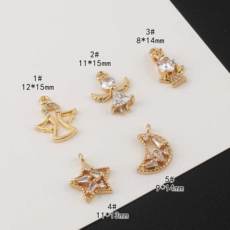 1 Piece Copper Zircon Angel Star Moon Pendant display picture 1