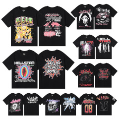 国境を越えたtシャツアメリカのファッションブランドのアイデア趣味前後のプリント双糸綿半袖tシャツ男女夏