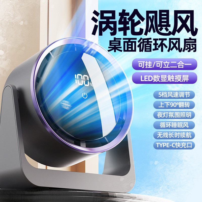 2025 Cross-Border Internet Celebrity USB Desk Lamp Fan Wall-Mounted Home Dormitory Circulation Fan Desktop Bladeless Mini Electric Fan