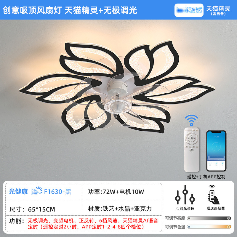 Transfronterizo 110v lámpara de ventilador de cristal lujoso dormitorio lámpara de ventilador de techo sala de estar lámpara de ventilador eléctrico de frecuencia invertida fábrica de Zhongshan image 13
