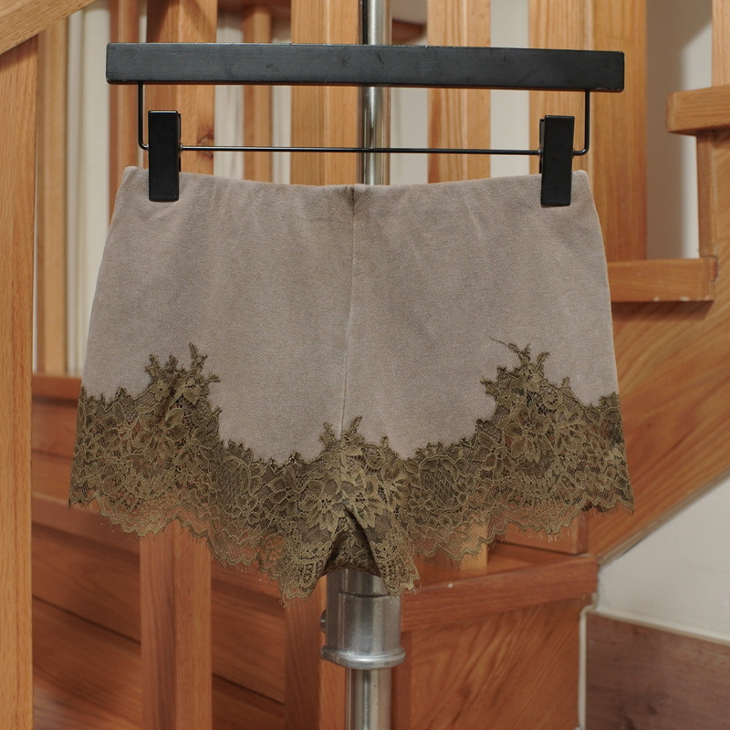 Original European and American Fashion Women's Lace-Trimmed Hot Pants 5063/361 Washed Vintage Brown Shorts Original European and American Fashion Women's Lace-Trimmed Hot Pants 5063/361 Washed Vintage Brown Shorts