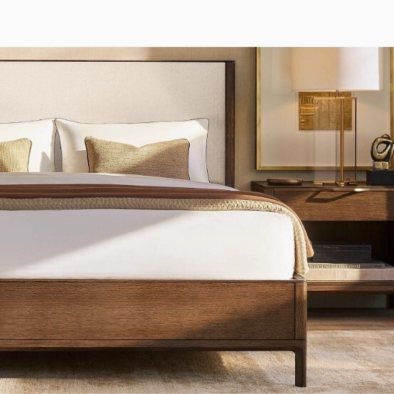 RH/American Retro Solid Wood 1.8 m Double Bed Hotel Villa Master Bedroom Wedding Bed Bucket Cabinet Bedside Table Combination Furniture