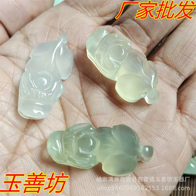 岫玉貔貅挂件天然玉器玉石吊坠手工饰品双孔手链手排配饰厂家批发