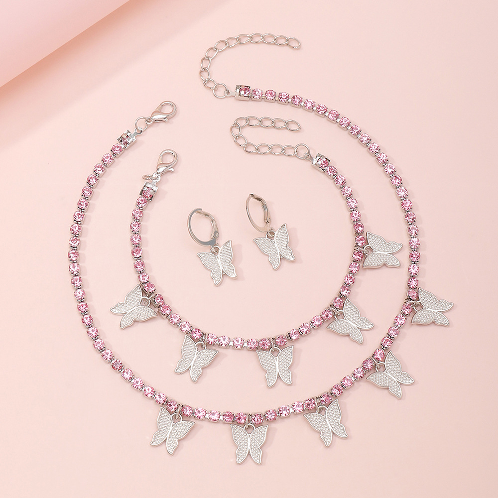 Wholesale Jewelry Children's Butterfly Pendant Necklace Earring Bracelet Three-piece Set Nihaojewelry display picture 16