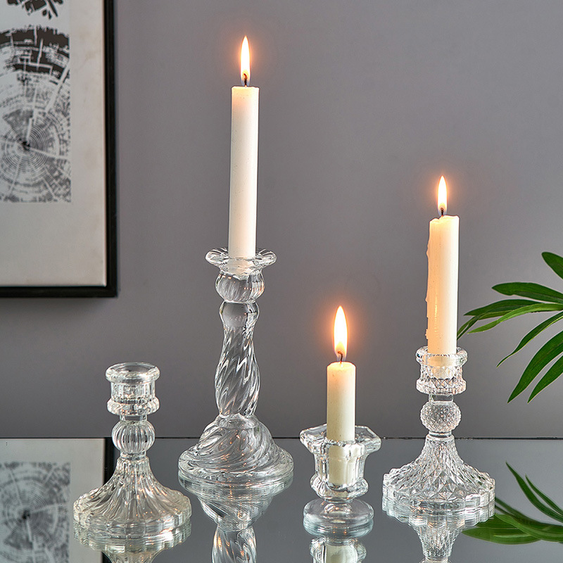 歐式複古水晶玻璃燭台輕奢浪漫燭光晚餐道具簡約家用餐桌裝飾擺件