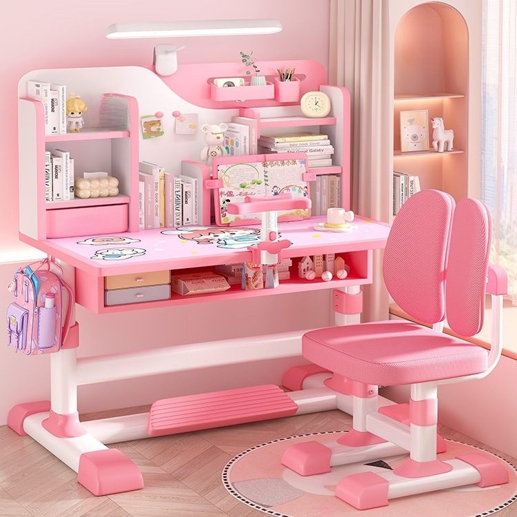 Study Table for Children at Home, Primary School Students' Writing Homework Desk, Simple Children's Desk and Chair, Liftable Table Set