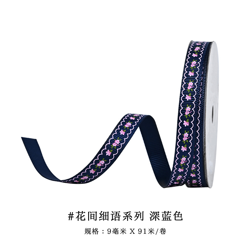 Cinta acanalada al por mayor de Yao Ming con estampado, accesorios para el cabello, decoraciones para lazos, materiales DIY, cinta floral hecha a mano