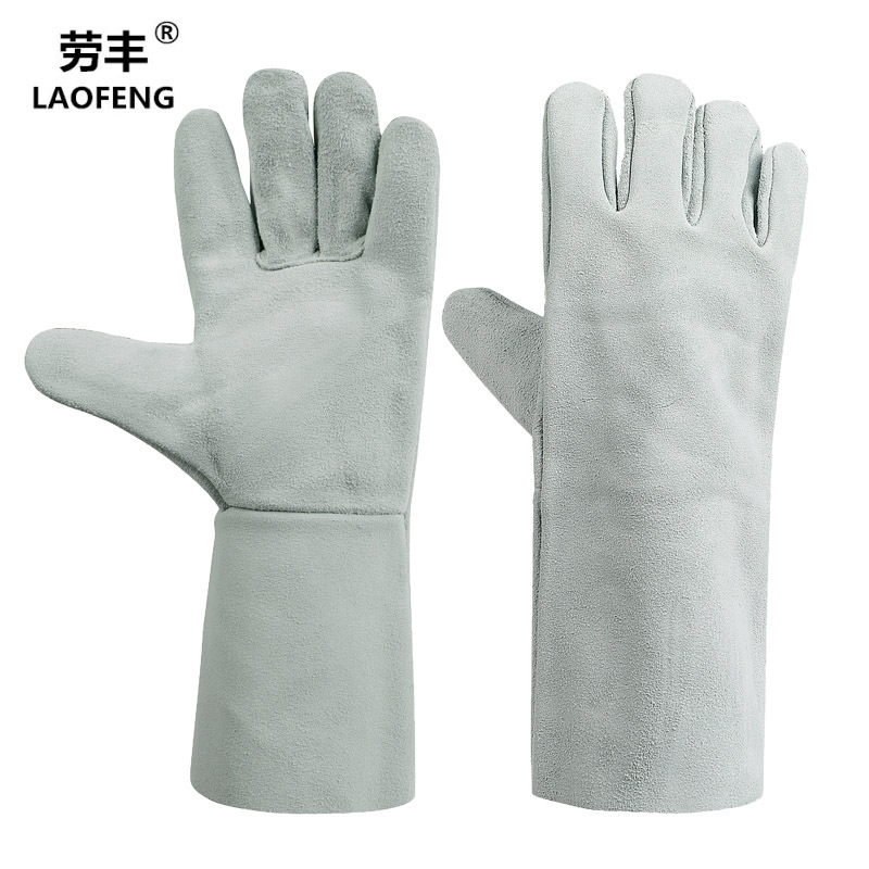 厂家直销薄款牛皮电焊手套加长防护二层全牛皮焊工焊接手套劳保