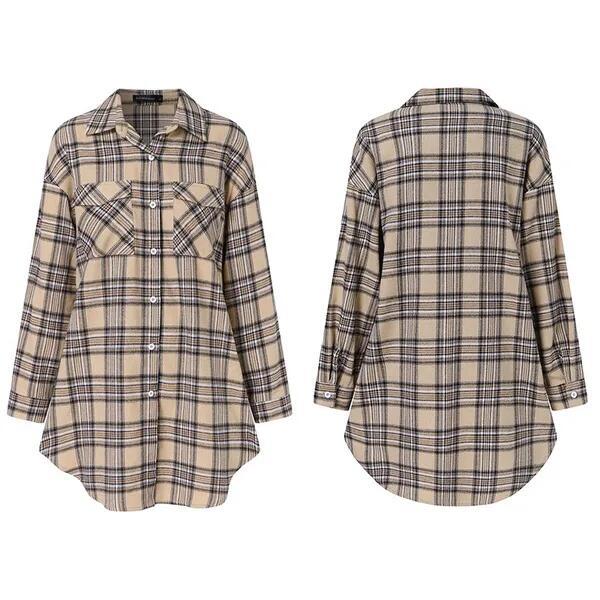 Women's Printed Plaid Plus Size Pocket Shirt Dress 12 Women's Printed Plaid Plus Size Pocket Shirt Dress