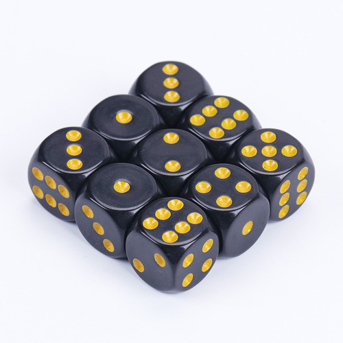 Cross-border supply No. 16 black gold dots rounded corners dice dice board games mahjong accessories 1.6CM