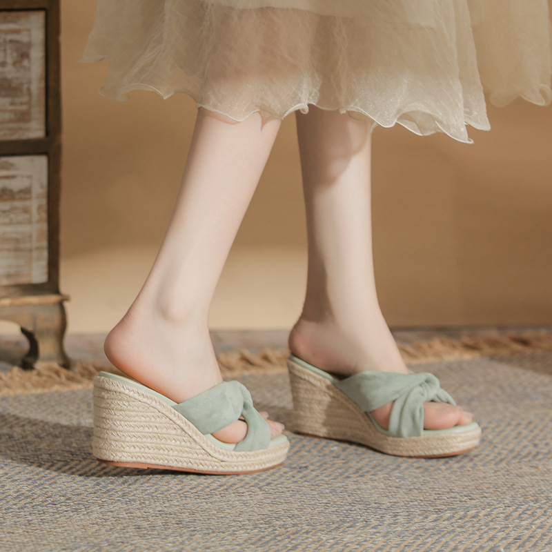 Sandal cao gót nữ hở mũi đế xuồng gót cao 9 cm — Xanh lá cây nhạtcolor