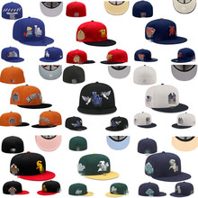 新款全封闭棒球帽不可调节可反戴外贸密绣美式嘻哈棒球联盟尺寸帽