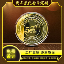 纯金纪念币定制足金999金币定做公司企业周年庆年终奖纪念章奖牌