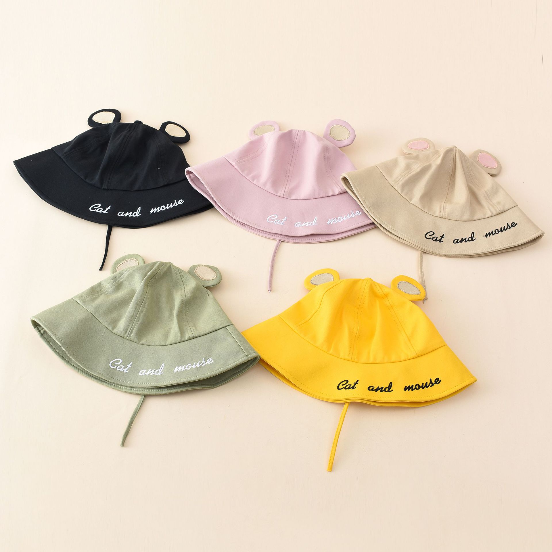 Sombrero pescador femenino primavera y verano estilo coreano ins orejas de ratón lindo sombrero lindo protección solar sombra de sol dibujos animados estudiante cuenca sombrero moda