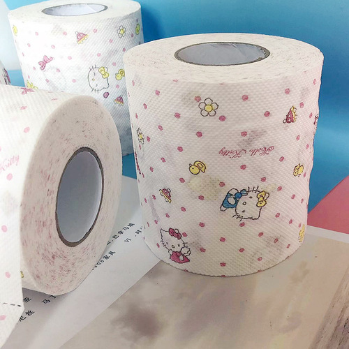 Printed roll kt cat cartoon printed paper towel student toilet paper toilet paper core roll household roll paper tissue