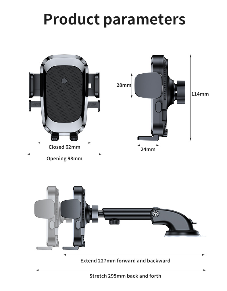 Cross-border hot-selling car mobile phone navigation bracket steam instrument panel suction cup multi-function gravity telescopic mobile phone bracket