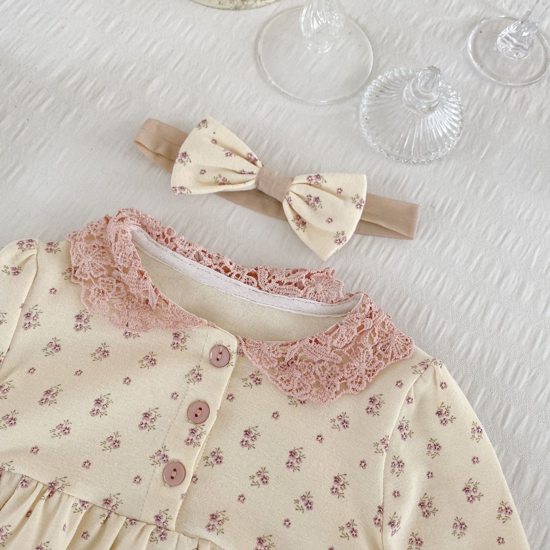 2024 Spring Autumn Clothing for Baby Girls, Infants and Toddlers Floral Print Ha Yi Long Sleeve jumpsuit Triangle_voghion.com