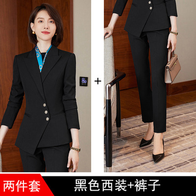 职业装女套装2022秋冬新款韩版时尚气质小西装女珠宝店美容院正装