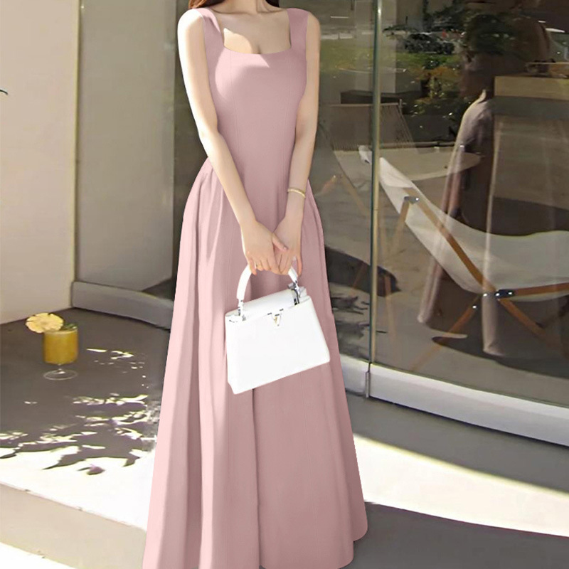 White camisole dress, female summer first love, cool feeling, white moonlight waist pinching skirt, 