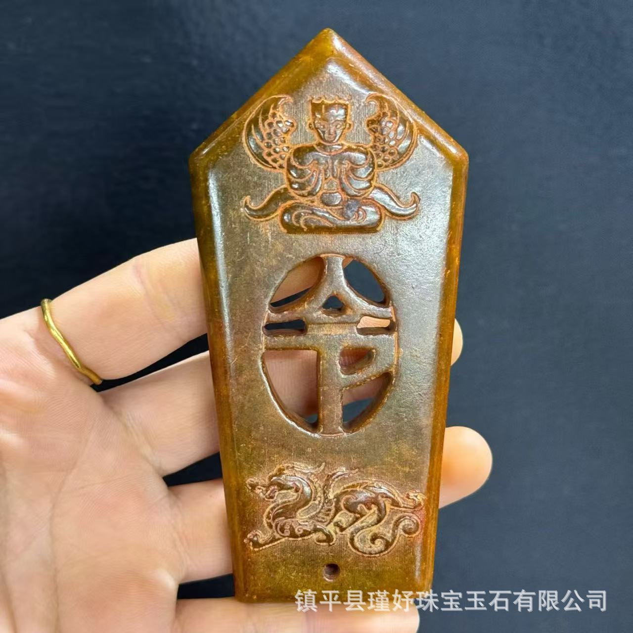 复古玉岫玉挂件老玉旧玉器老皮玉雕把玩玉佩工艺品玉吊坠