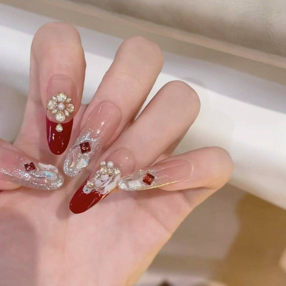 2026 Año Nuevo manicure nuevo año del caballo usar piezas de uñas productos terminados parches de uñas hechos a mano parches de uñas falsas