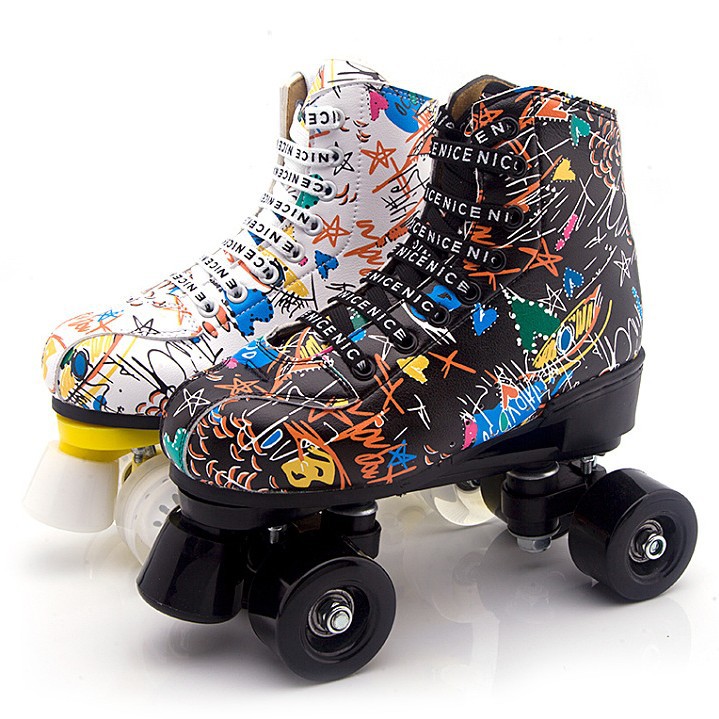 厂家直销双排轮滑鞋四轮溜冰鞋男孩女孩旱冰鞋初学者滑轮鞋闪光轮
