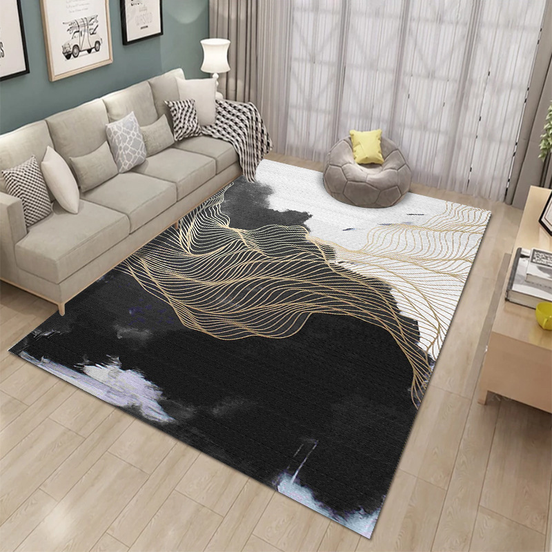 Alfombra nórdica abstracta teñida con tinta para sala de estar, dormitorio y mesita de noche, alfombra de cobertura total, personalizable, lavable a máquina, venta al por mayor transfronteriza.