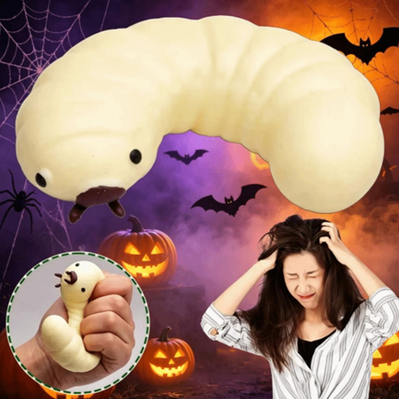 Halloween caterpillar squishy toy, realistic soft rubber prank stress-relief toy, cross-border e-commerce wholesale Halloween caterpillar squishy toy, realistic soft rubber prank stress-relief toy, cross-border e-commerce wholesale