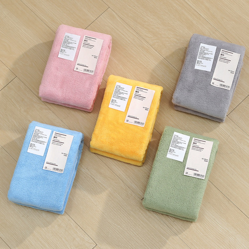 Inten's new coral velvet absorbent square towel towel and bath towel set simple labeling gift towel set cross-border
