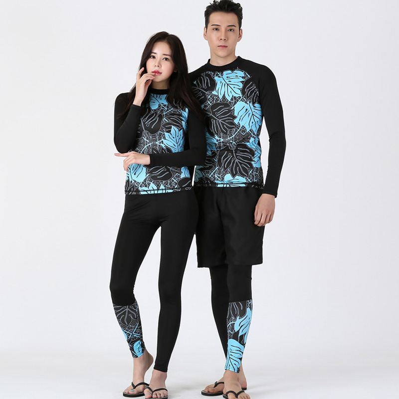 2023 new men and women couple diving swimsuit fashion simple long sleeve sunscreen swimsuit seaside vacation swimsuit