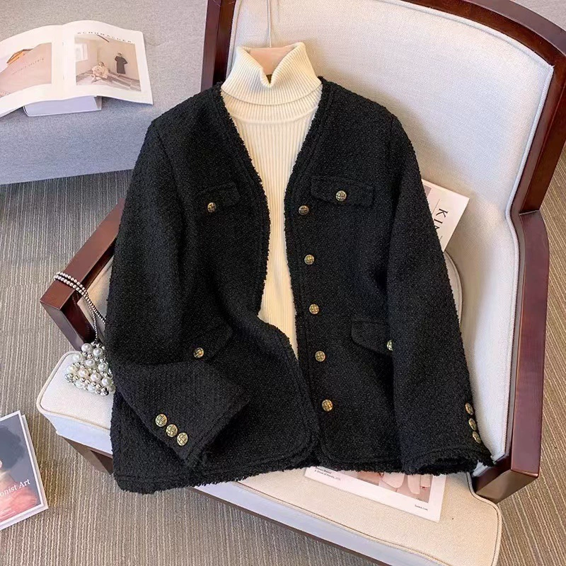 Демисезонная черная куртка, стиль Chanel, корейский стиль, высококачественный стиль, западный стиль