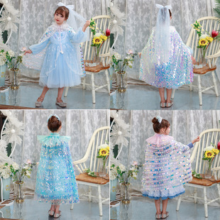 2025 Girls Autumn Frozen 2 Princess Cute Cloak Elsa Princess Mesh Shawl Children's Style