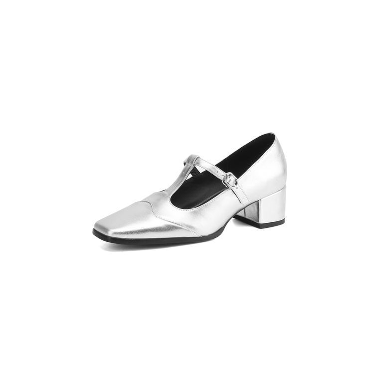 CHIKO Bellachay Square Toe Block Heels T-Strap Shoes