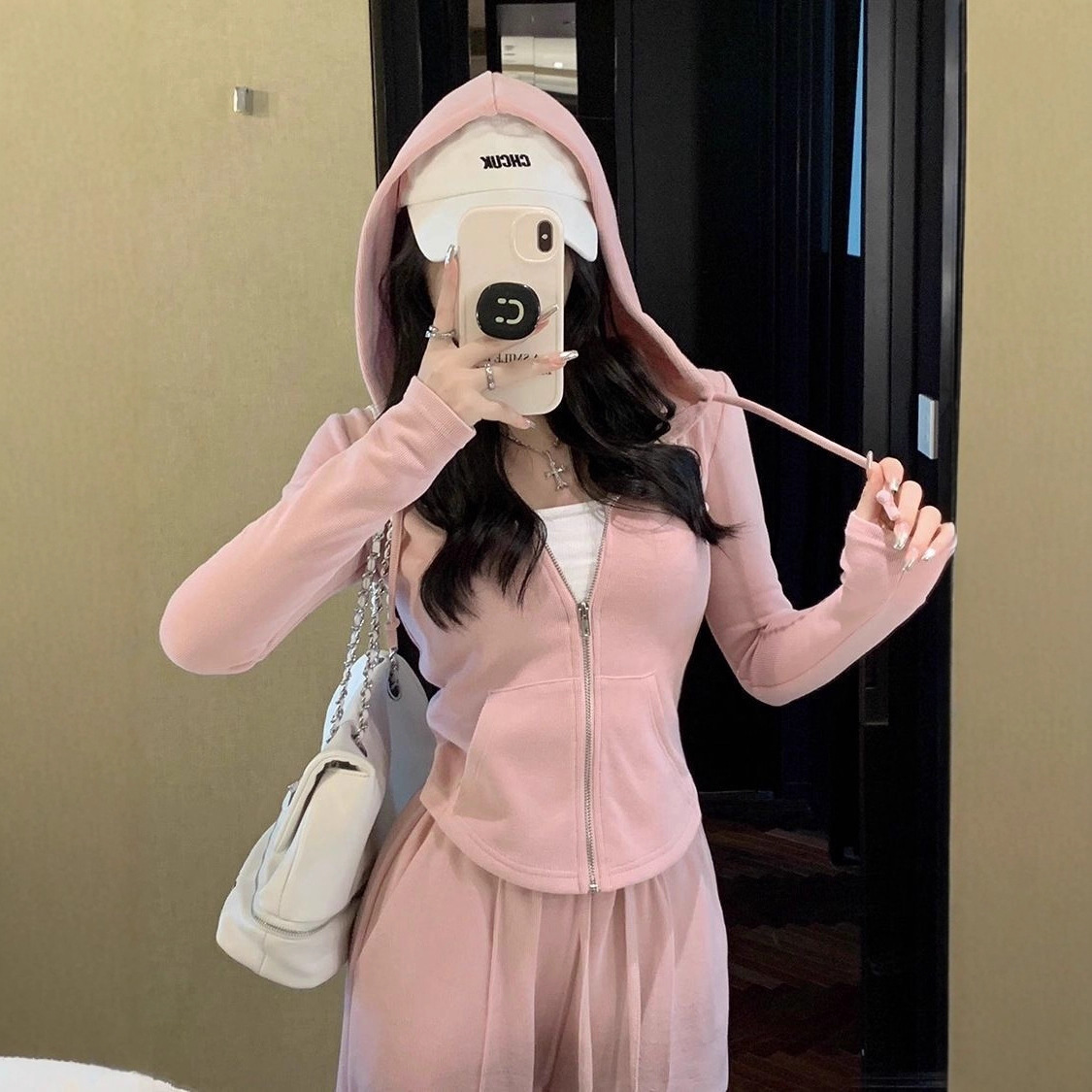 Sports Suit for Women 2025 Spring and Autum Korean Style Loose Slimming Look Fashionable Hooded Sweatshirt Casual Two-Piece Set
