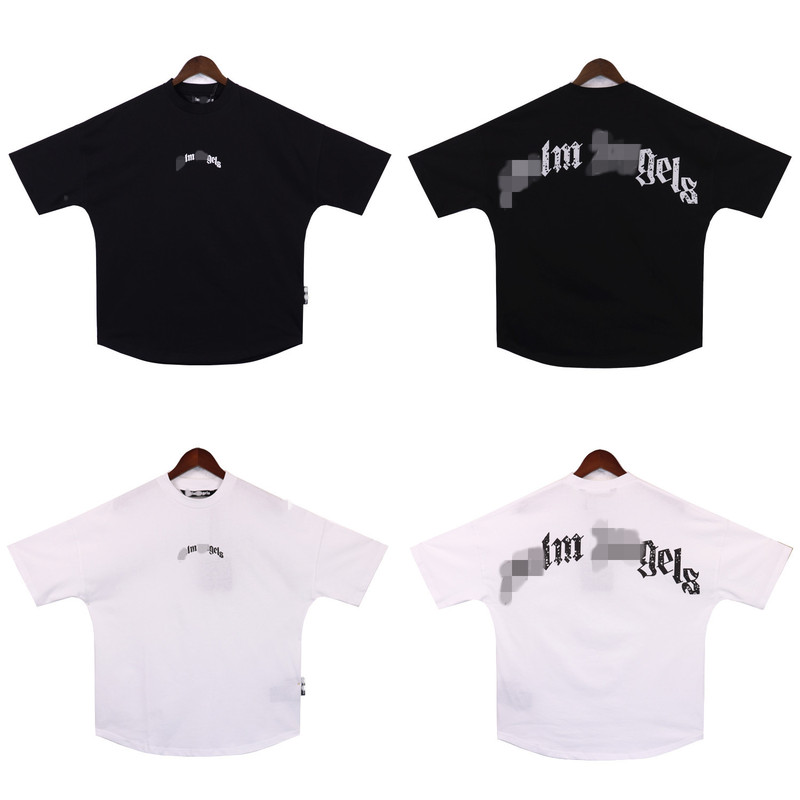 25S Cross-Border European and American Trendy Brand Palm Angel Broken Letter Logo Printed Short-Sleeved T-Shirt for Men and Women High Street Half-Sleeved Shirt