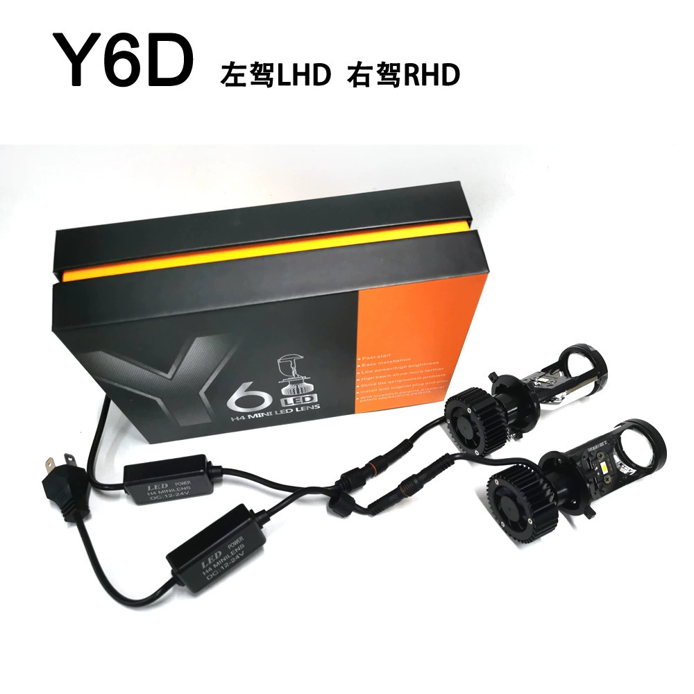 Автомобильная LED-фара H4 с малой линзой, модели Y8 Y6D Y3 Y4 A82 Y7D, универсальная для авто и мото, 12–24 В
