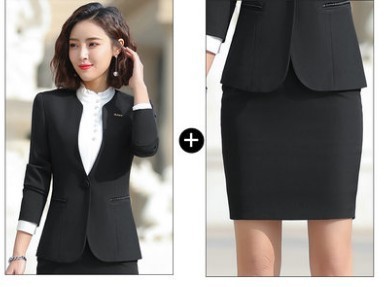 블랙 코트 + 스커트