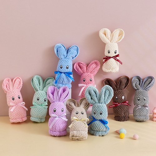 Pineapple lattice rabbit gift box PVC high-density coral velvet creative edged towel gift towel wedding souvenir