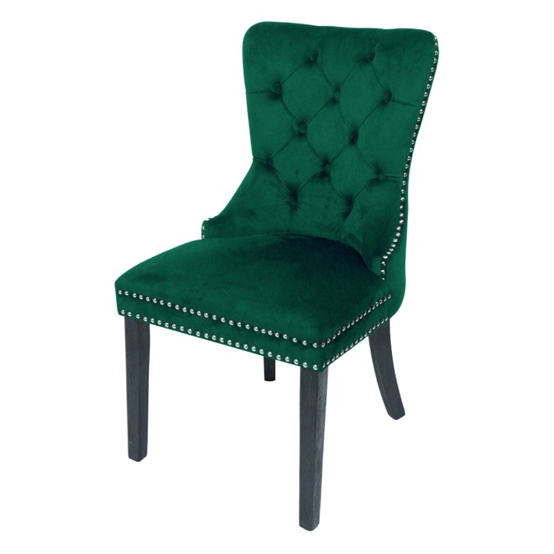 Silla de comedor de hotel de tela de estilo europeo silla de madera maciza de respaldo suave bolsa respaldo hebilla occidental restaurante comedor Silla de ocio al por mayor