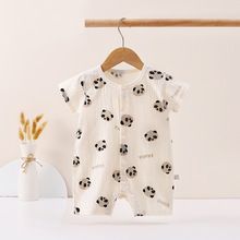 婴儿连体衣夏季薄款男女宝宝纯棉短袖衣服新生儿外出哈衣夏装爬服